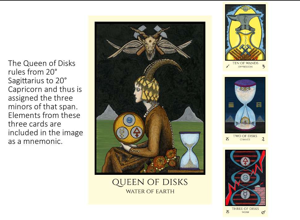 Tarot court cards and how to read them. What does the Queen of Disks or Queen of Pentacles mean?